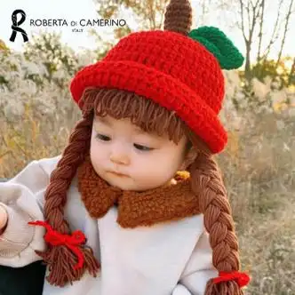 诺贝达robertadicamerino0一1岁婴儿帽子假发带头发小辫子的儿童女