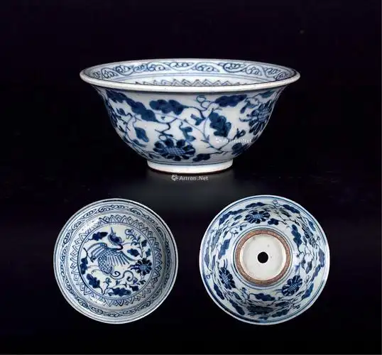 明 青花凤穿花孔明碗_2016年秋季艺术品拍卖会_上海嘉禾_拍品价格