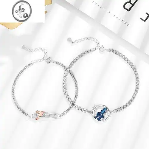 jimi原创鹊桥银河情侣手链s925银一对小众设计感七夕女生礼物珐琅滴胶