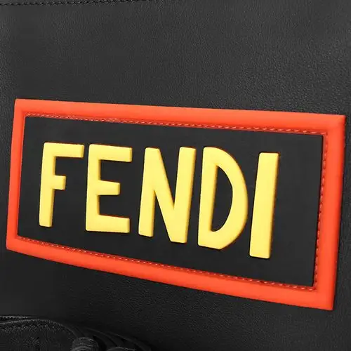 fendi(芬迪)#黑色皮质logo图案手提两用包