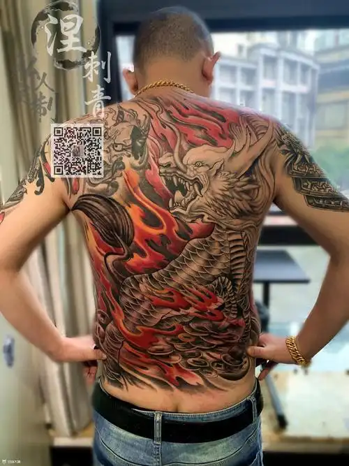 满背麒麟_纹身图案手稿图片_小周的纹身作品集