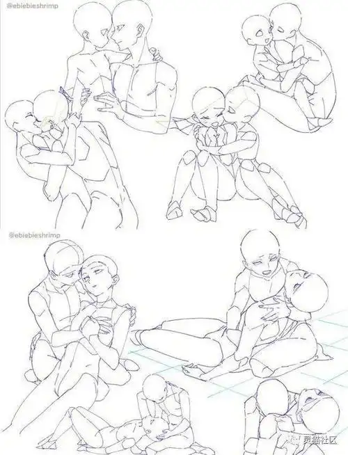 【绘画素材】亲亲抱抱举高高!超有爱的情侣姿势绘画参考呀