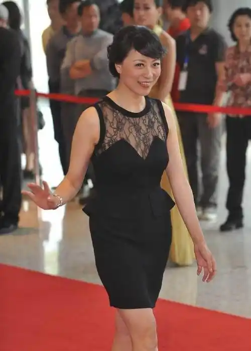 岳红的气质挺大方的,拼接蕾丝裙穿出精致感,有点丰满但不减气质