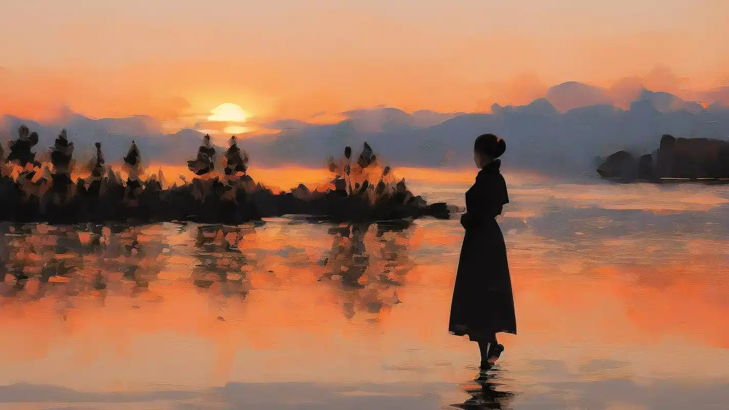 背影湖边壁纸,意境拉满93