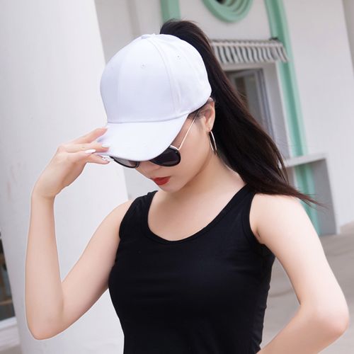 适合可以扎高马尾戴的鸭舌帽子女士遮阳防晒太阳棒球帽露头发夏季