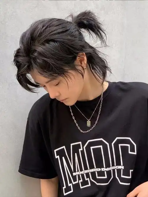 男假发日系帅气武士头夏季透气军训发型狼尾鲻鱼头自然全头套狼尾款