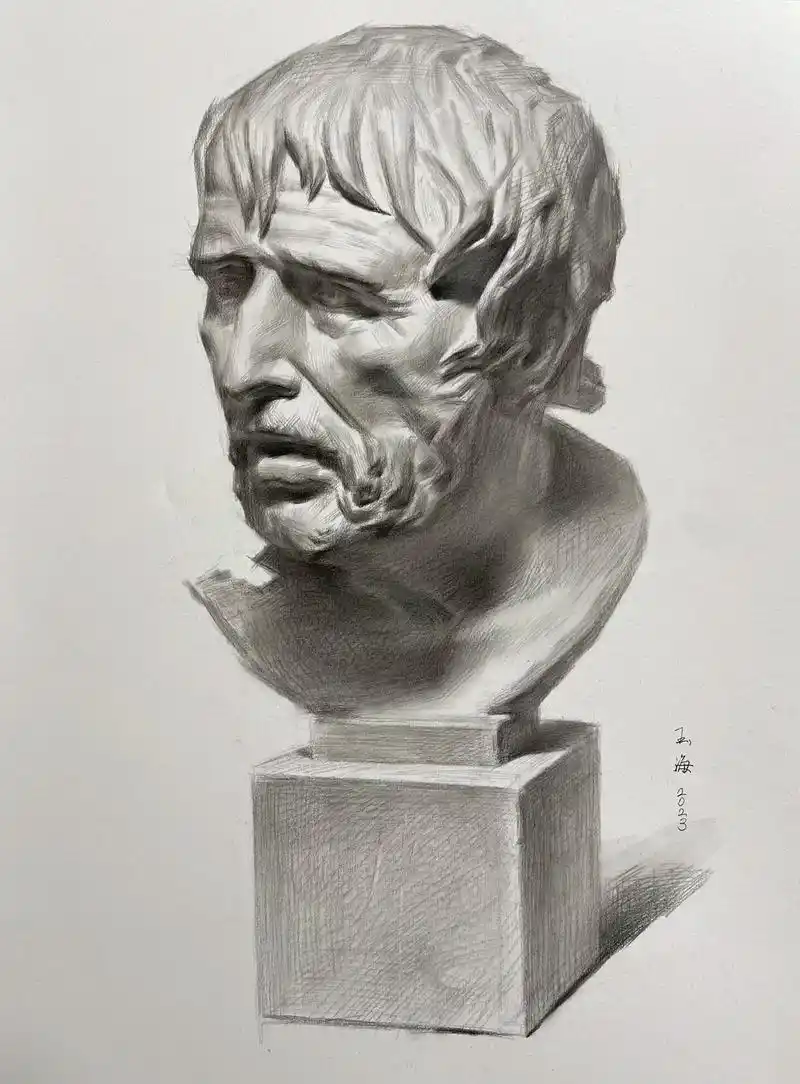 石膏像海盗写生.#抖音图文来了 #素描 #画画 ###美术生 - 抖音