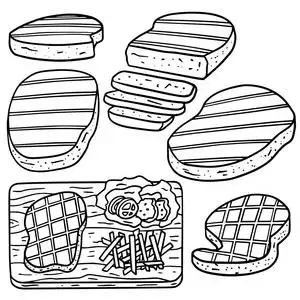 向量集的牛排照片