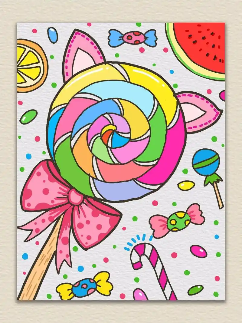 彩虹棒棒糖.91适合5-8岁宝贝 94工具:铅笔,橡皮,马克 - 抖音