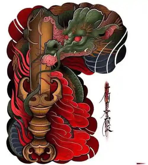 九素刺青纹身手稿第19期半甲手稿素材