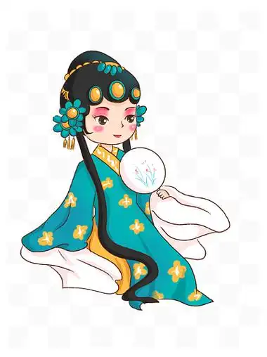 动物形象狐狸35123544京剧旦角花旦人物唱京戏卡通手绘原创插画575