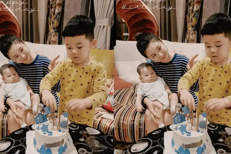 李小萌晒二胎儿子百天照母子三人互动太温馨女方清纯动人似少女