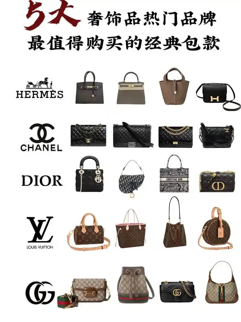 5大奢饰品大牌热门经典款包包#lv.#爱马仕  #香奈儿 # - 抖音