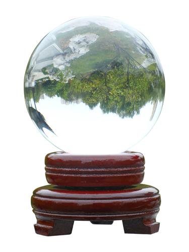 白水晶球摆件透明圆球人造紫黄色水晶玻璃球装饰品客厅办公桌家居