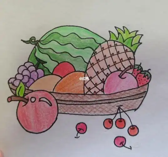 姜宏老师简笔画中的水果盘,可以添加背景为家里室内的简笔画中,可以画