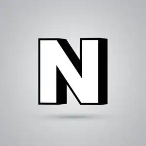 白色3d矢量字母n大写与黑色边框.