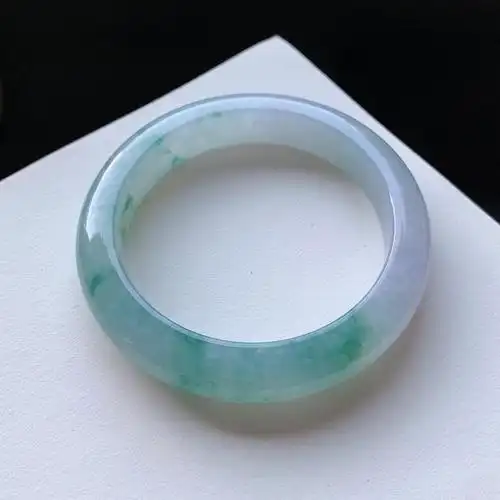 艾选潮品天然a货翡翠手镯冰种飘花玉镯子玉手镯女圈口538手镯