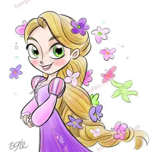 微笑的长发公主简笔画大全