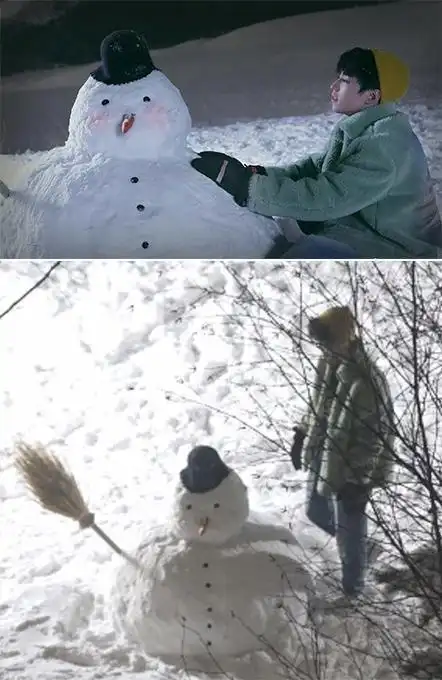 近日,一组狗仔拍摄王俊凯堆雪人的照片在网上曝光.