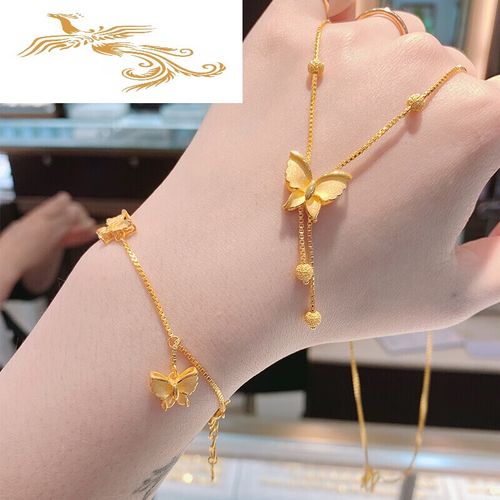 蝴蝶项链女9999足金吊坠黄金流苏项链长款时尚金锁骨链 项链约10克