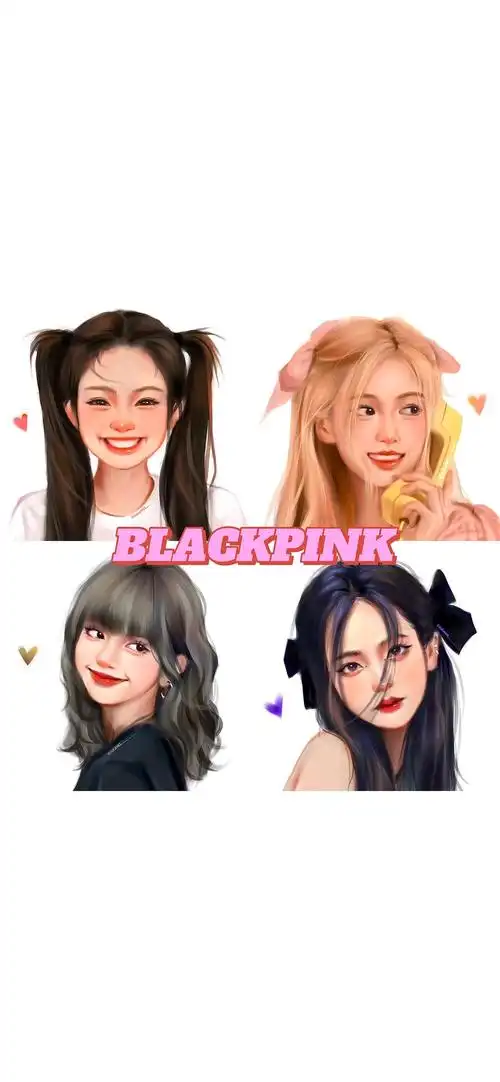 blackpink动漫风手机壁纸_blackpink手绘简约风手机壁纸_三千图片网