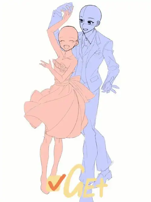 线稿素材情侣互动