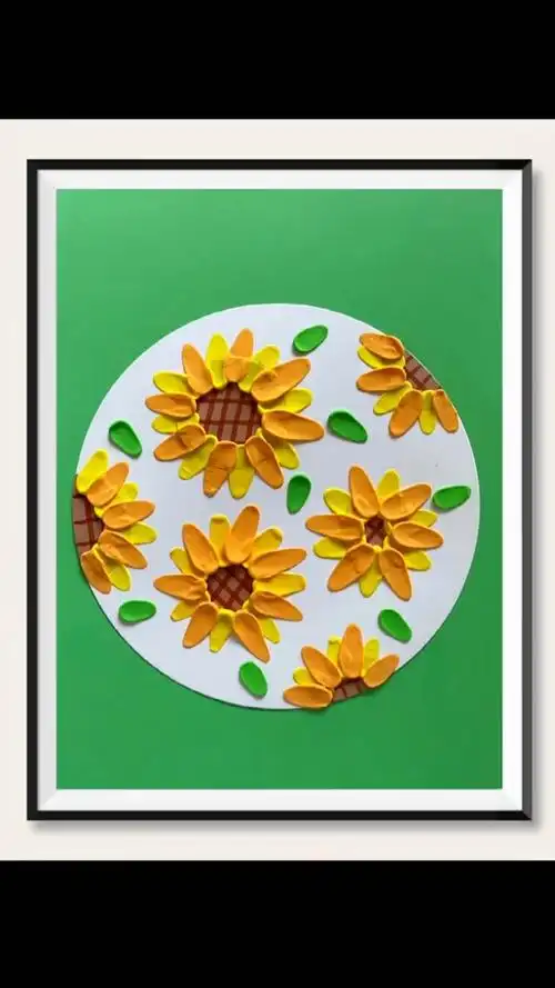 手工制作暑假在家和孩子一起做向日葵立体画