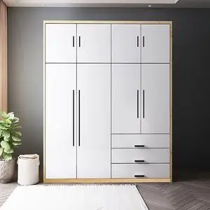 卧室衣柜平开门现代简约挂衣橱实木家用小户型衣柜3门4门储物柜