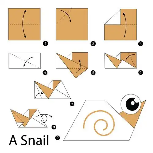 矢量折纸蜗牛的步骤图解