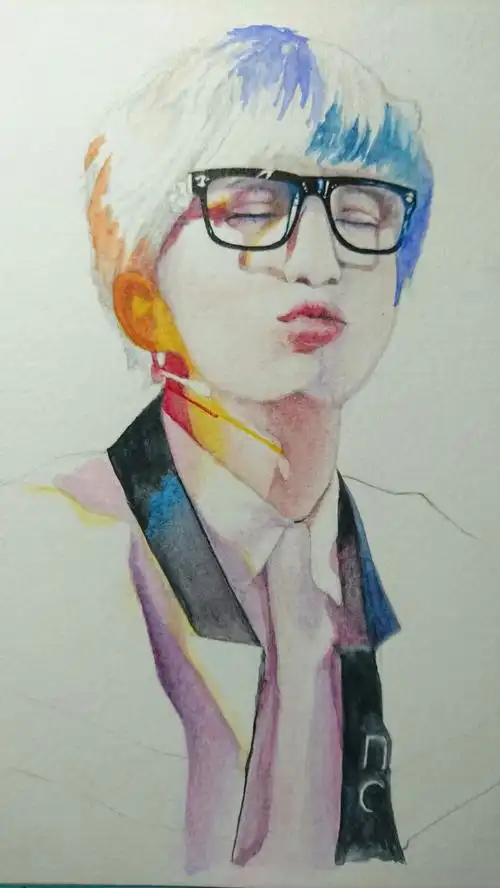 全世界最好的薛之谦 水彩手绘过程3