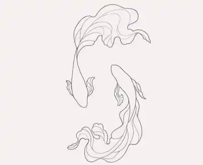 49张黑白双鱼座纹身手稿素材图案