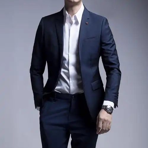 seno半定制boss蓝西装丝光质感单西男商务正装西服修身韩版男套西