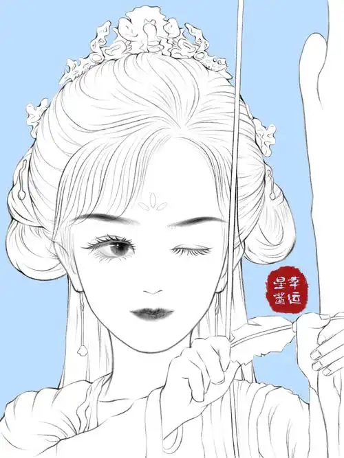 古风线稿 杨紫颜淡