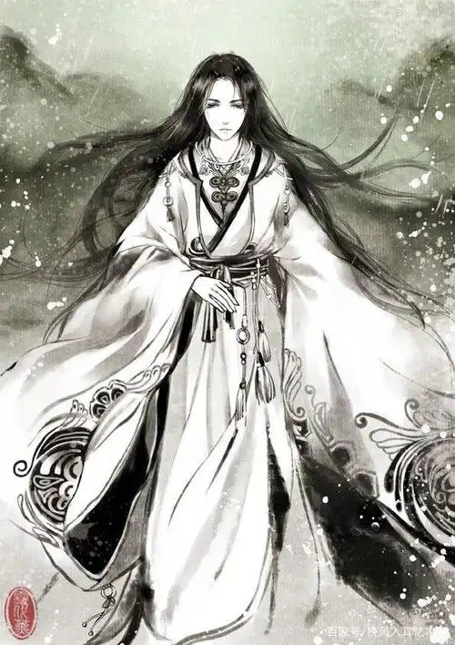 手绘黑白古风妖孽男动漫图片分享
