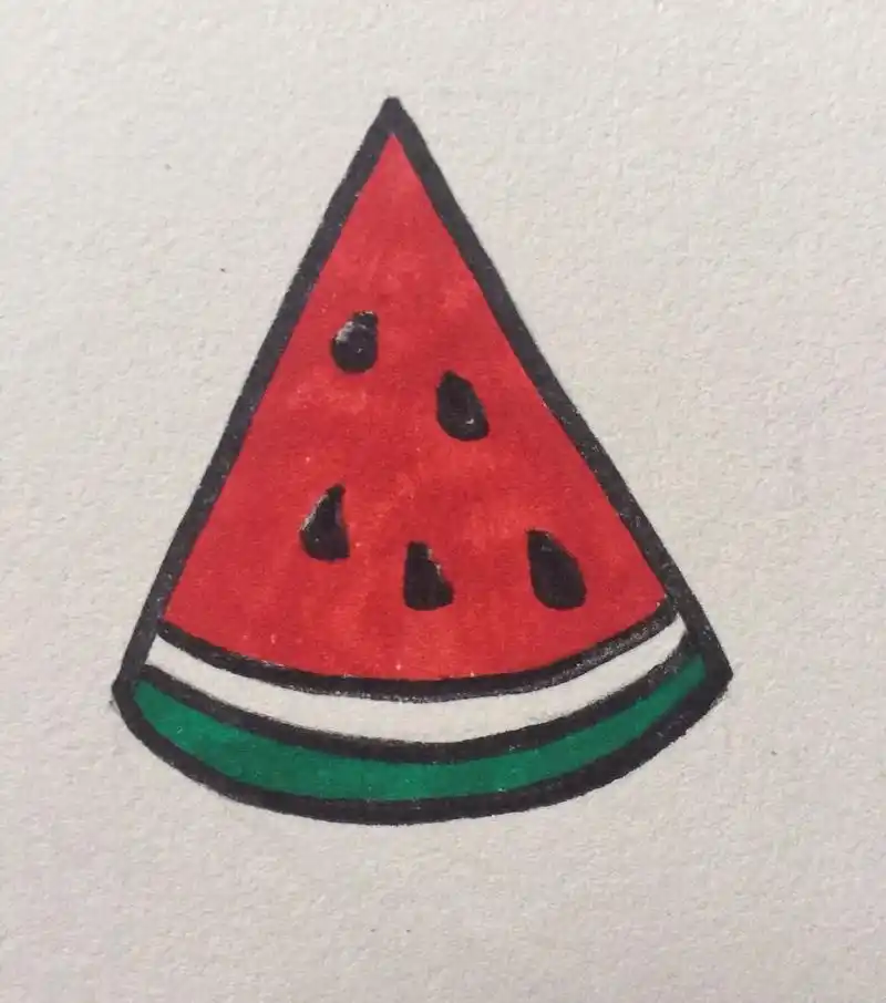 西瓜简笔画 步骤清晰的简笔画,易看易懂易学会