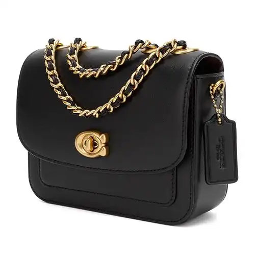 蔻驰coach奢侈品小方包女士专柜款黑色小号单肩斜挎包链条包