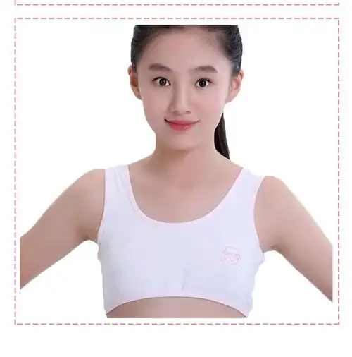 发育期白黑色吊带式9-12岁女孩学生文胸罩纯棉防凸点小背心抹胸 蕾丝