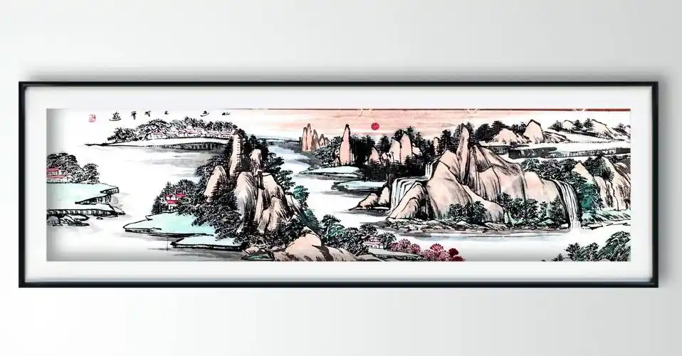 王树青客厅六尺山水画观赏