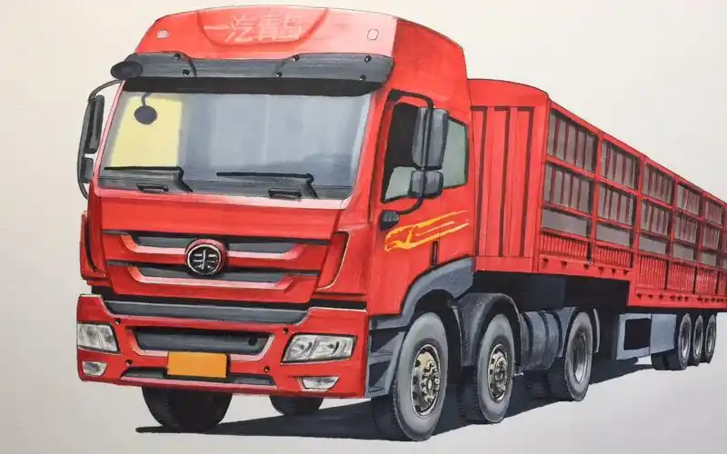 手绘解放悍威半挂车:感受手工的魅力与力量