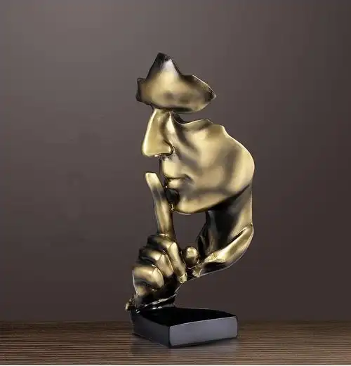树脂沉默是金雕像客厅酒柜装饰雕塑