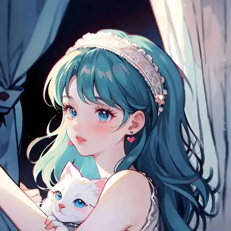 蓝发美少女/二次元头像/女生头像.#优质头像 #女生头像 # - 抖音