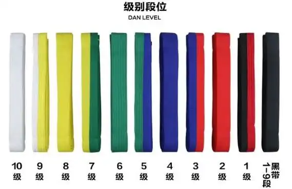 跆拳道的等级通过腰带的不同颜色来体现.