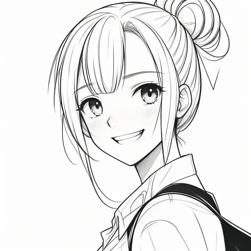 96动漫女生黑白素描头像精选94 探索二次元的世界,发现黑白素描的