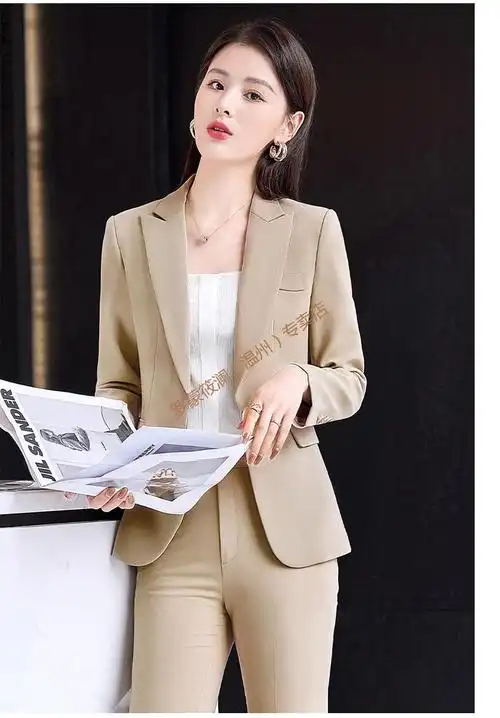 罗蒙轻奢高档女装米白色休闲小西装外套女春秋新款气质职业正装感女士