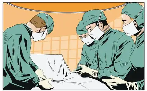 手术时戴外科口罩的医生.照片