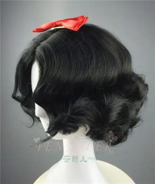 芬耐儿现货迪士尼公主白雪公主外贸短波波浪卷发cos动漫日常整顶假发