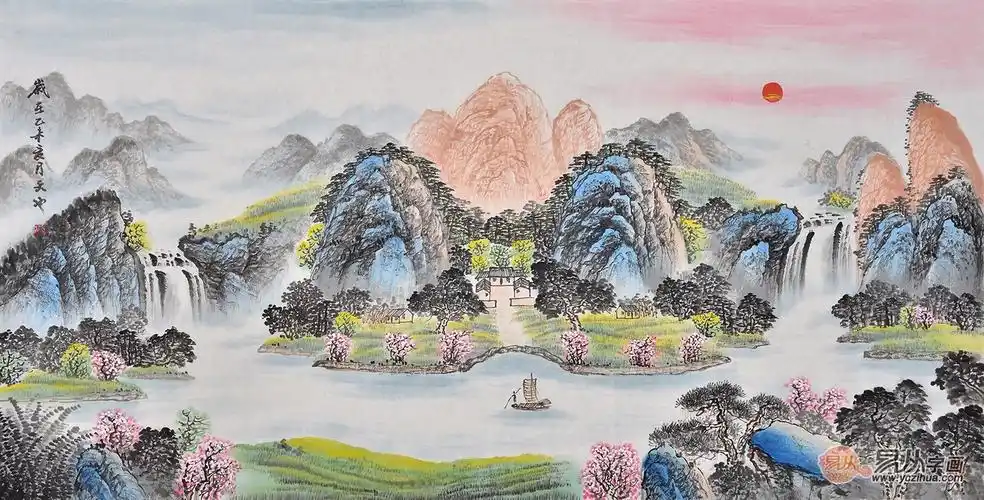 聚宝盆山水旺财画!