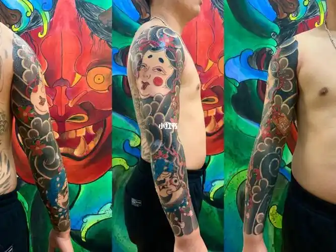 个  #长春纹身  #老传统花臂  #纹身设计 #阿多福纹身 #吹火男纹身