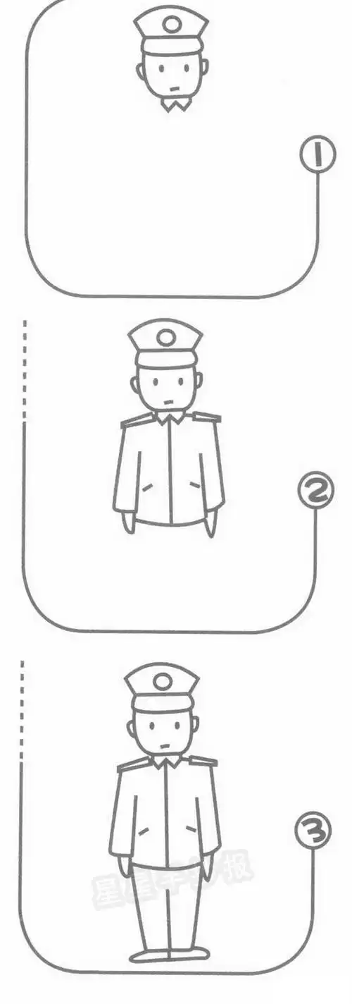 警察简笔画图片教程警察简笔画敬礼的警察帅气简笔画画法警察简笔画