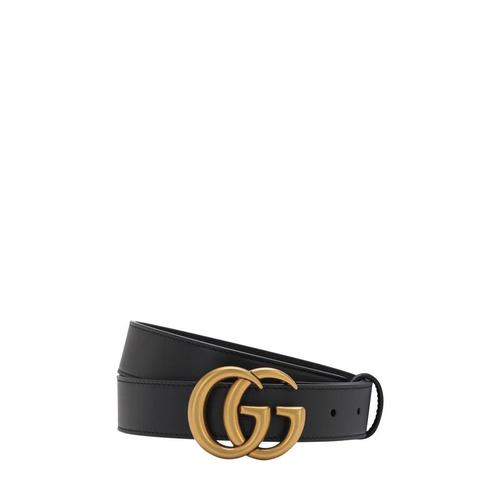 古驰gucci黑色男士腰带|3cm gg buckle leather belt